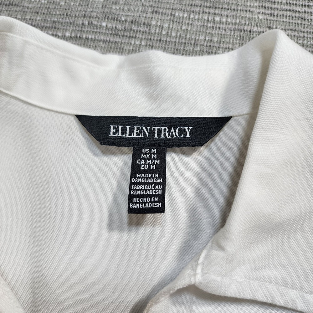 Ellen Tracy White Tencel Lyocell Lace Up Sleeveless Tunic Top Blouse Medium NWT - Picture 3 of 8